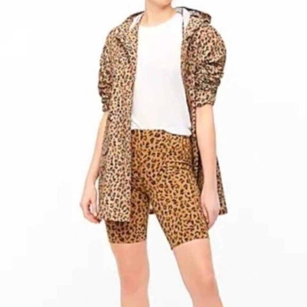 J.Crew NWT Animal Print High Rise Bike Shorts With Pockets Size XS